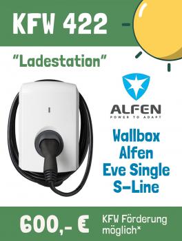 KFW 442 Wallbox Alfen Eve Single S-Line inkl. 5m Kabel + RFID, Lastmanagement, MID